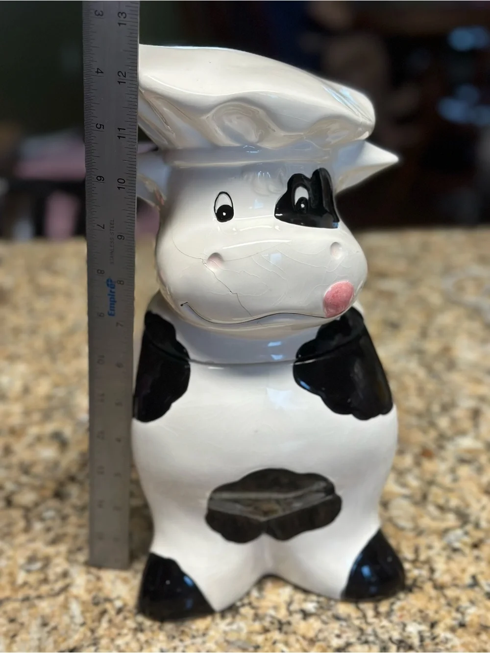 Vintage Ceramic Cow Cookie Jar - White and Black Kitchen Canister